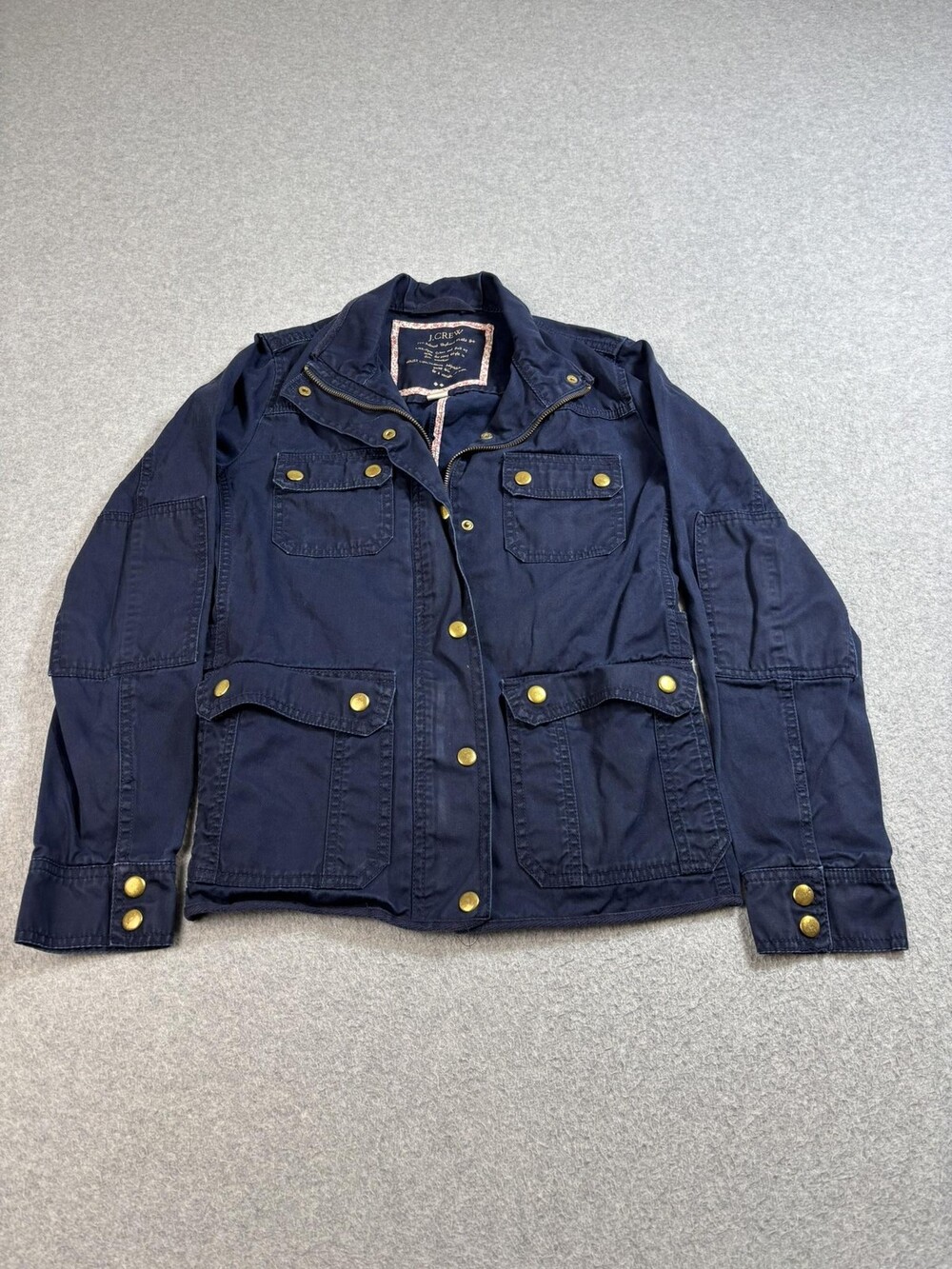 J Crew Jacket Women XS Blue Navy Boyfriend Field Cotton Utility Barn Chore Y2K